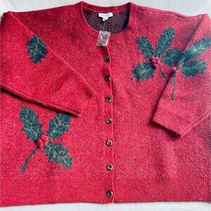 Coldwater Creek Hollyberry Warm Cardigan Red Christmas/Holiday Women's Plus 3X